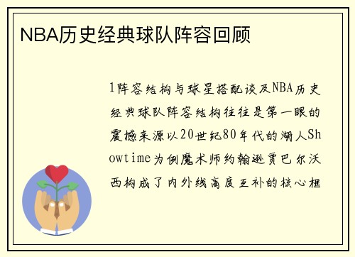 NBA历史经典球队阵容回顾
