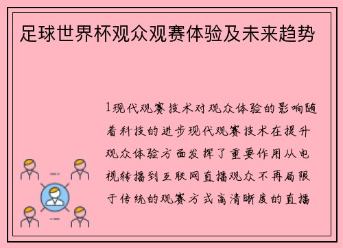足球世界杯观众观赛体验及未来趋势
